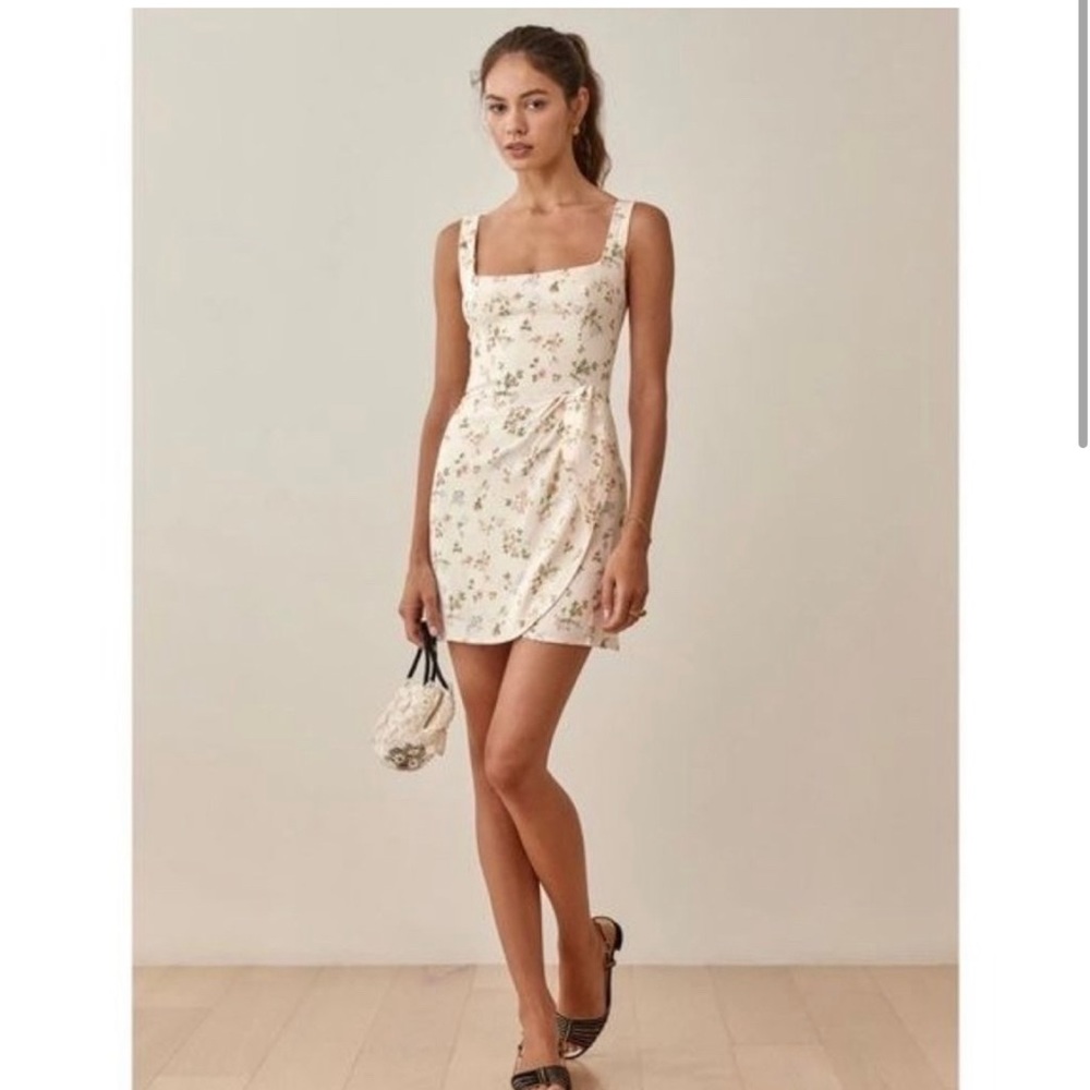 REFORMATION floral Cream Mini Dress